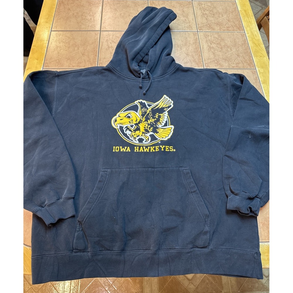 Vintage 90s Iowa Hawkeyes‎ Black Yellow Hoodie Mens Size XL Beimar Sweatshirt